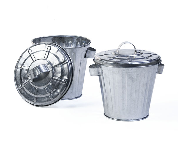 4 Galvanized Mini Trash Can