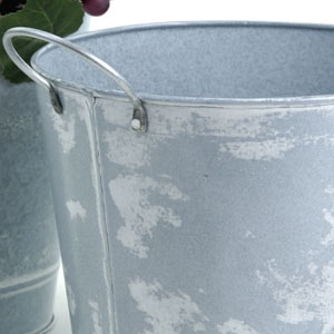 8.5" Pail Galvanized White Wash