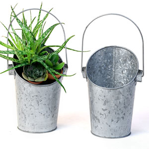 Metal Wall Pail Acid Wash Galvanized