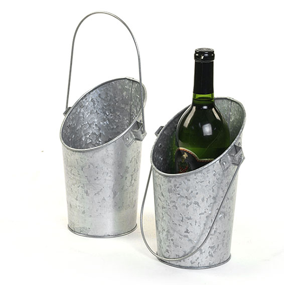 French Tall Bucket Galvanized Wall Pocket
