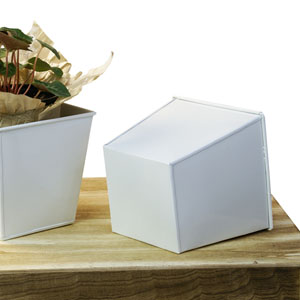 5"Sq Tin Pot White