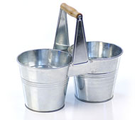 Galvanized Tin Caddy with Wooden Handle