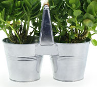 Galvanized Tin Caddy with Wooden Handle