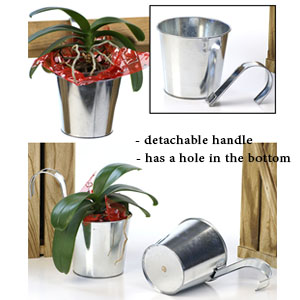 Galvanized Tin Hanging Pot with Detachable Handle