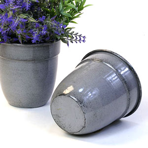 5" Solid Iron Metal Pot Antique Grey