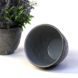 5" Solid Iron Metal Pot Antique Grey