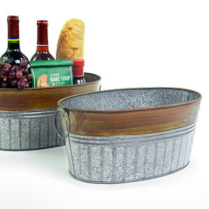 Oval tub Galvanized Ribbed/Rust Finish