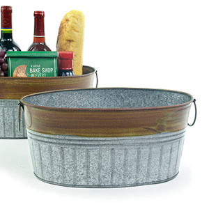 Oval tub Galvanized Ribbed/Rust Finish