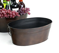 Oval Galvanized Tub Long Antique Brown