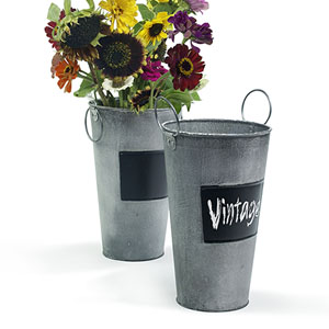 French Bucket with Chalk Board Vintage