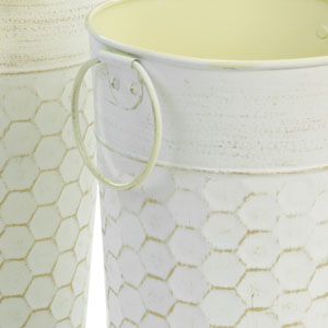 5.5" French Bucket Cream/Antique White  Honeycomb Embossed