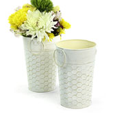 5.5" French Bucket Cream/Antique White  Honeycomb Embossed