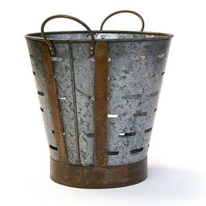 Metal Olive Bucket Deep Vintage Rustic