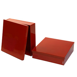 8" Sq Metal Box Painted Red