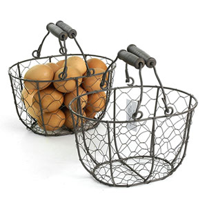 8" Wire Basket Brown Bale Handles