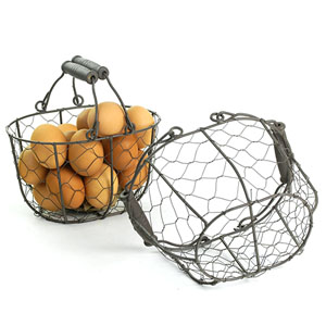 8" Wire Basket Brown Bale Handles