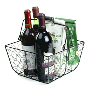 10" Square Wire Basket Black