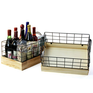 Wire/Wood Rectangular Crate Large