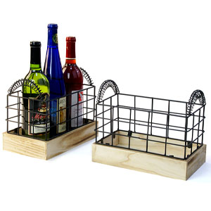 Wire/Wood Rectangular Crate Small