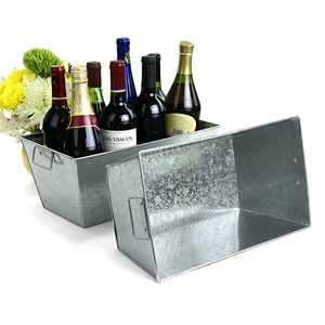 14" Rectangle Tin Tray Galvanized