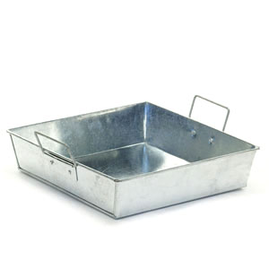 9" Square Galvanized Tray