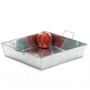 12" Square Galvanized Tray