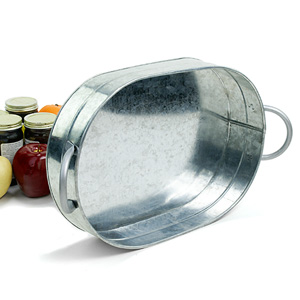 Tin Oval Tray Galvanized with side handle
