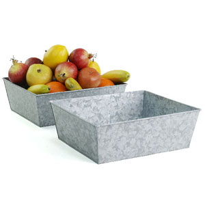 12" Square Galvanized Tray