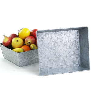 12" Square Galvanized Tray