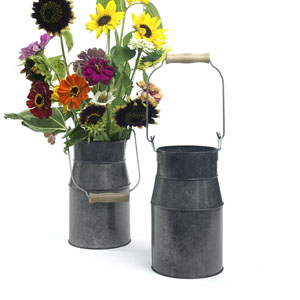 Metal Galvanized Milk Can Pewter Finish