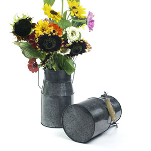 Metal Galvanized Milk Can Pewter Finish