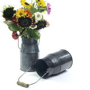 Metal Galvanized Milk Can Pewter Finish