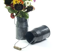 Metal Galvanized Milk Can Pewter Finish