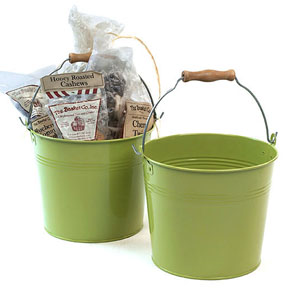 8.5" Metal Pail Lime Green - Distressed