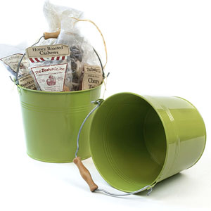 8.5" Metal Pail Lime Green - Distressed