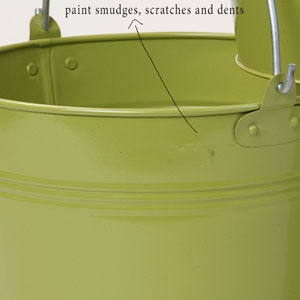 8.5" Metal Pail Lime Green - Distressed