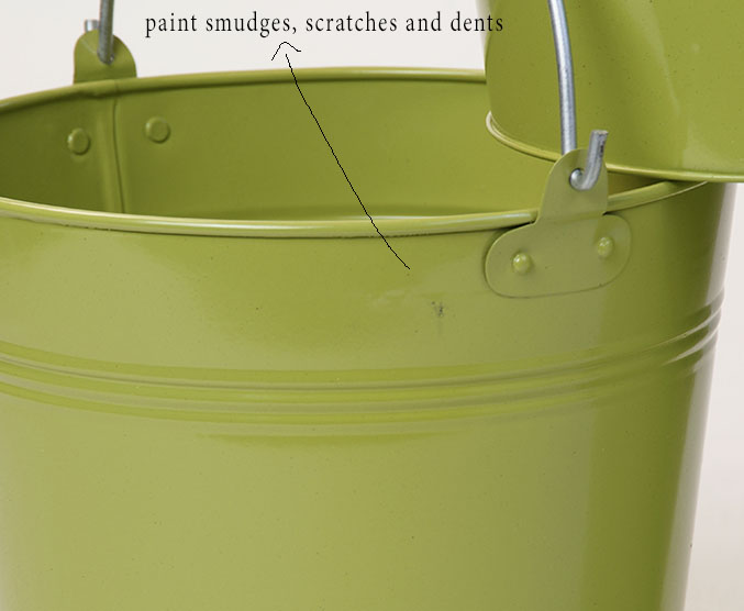 8.5 inch Round Metal Pail with Wood Handle - Green - SageBaskets