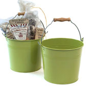 8.5" Metal Pail Lime Green - Distressed