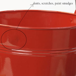 8.5" Metal Pail  Red - DISTRESSED