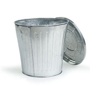 8" Galvanized Trash Can Distressed